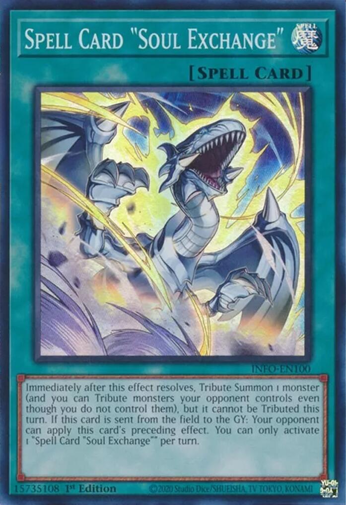 Spell Card "Soul Exchange" [INFO-EN100] Super Rare | Good Games Morley