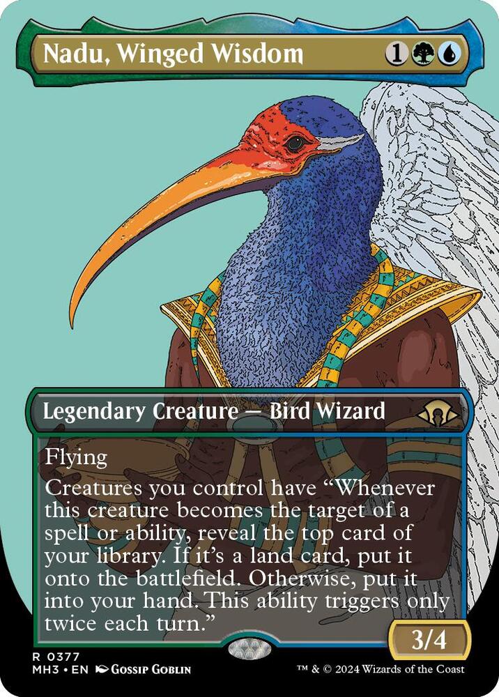 Nadu, Winged Wisdom 377 (Modern Horizons 3)  - Borderless Foil | Good Games Morley