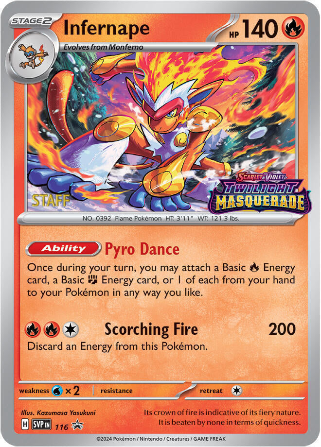 Infernape (116) (Staff) [Scarlet & Violet: Black Star Promos] | Good Games Morley