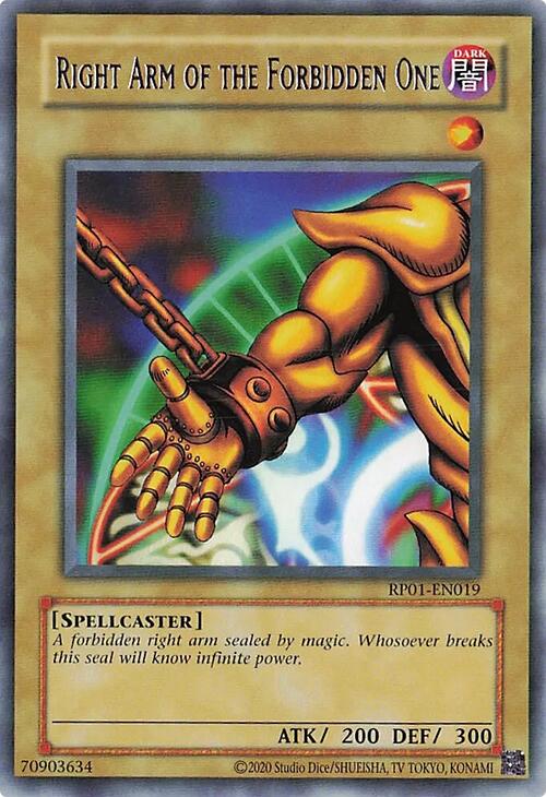 Right Arm of the Forbidden One [RP01-EN019] Rare | Good Games Morley