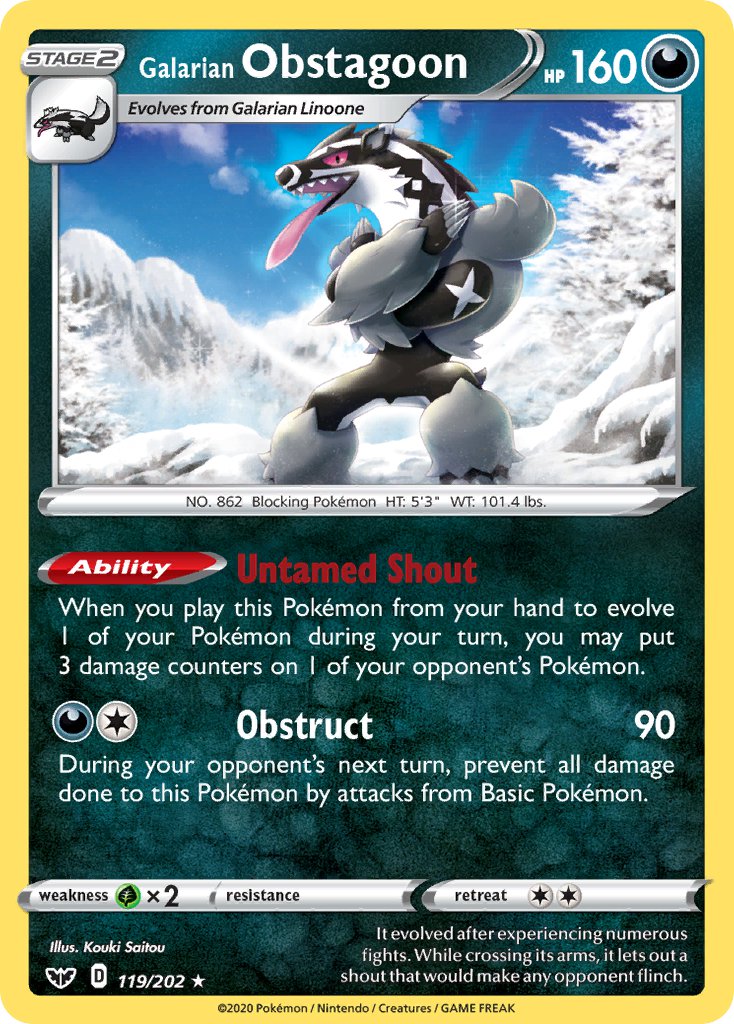 Galarian Obstagoon (119/202) (Theme Deck Exclusive) [Sword & Shield: Base Set] | Good Games Morley