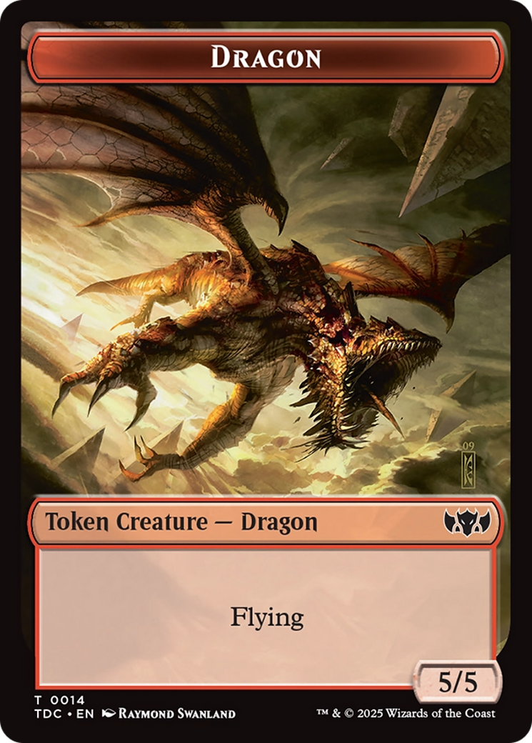 Dragon (0014) // Treasure Double-Sided Token [Tarkir: Dragonstorm Commander Tokens] | Good Games Morley