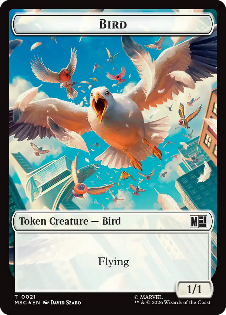 Treasure (027) // Bird (021) Double-Sided Token (Surge Foil) [Marvel Super Heroes Commander Tokens] | Good Games Morley