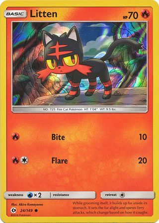 Litten (24/149) (Water Web Holo) [Sun & Moon: Base Set] | Good Games Morley