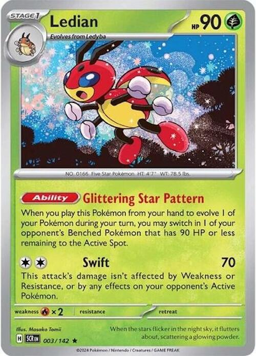 Ledian (003/142) (Theme Deck Exclusive) [Scarlet & Violet: Stellar Crown] | Good Games Morley