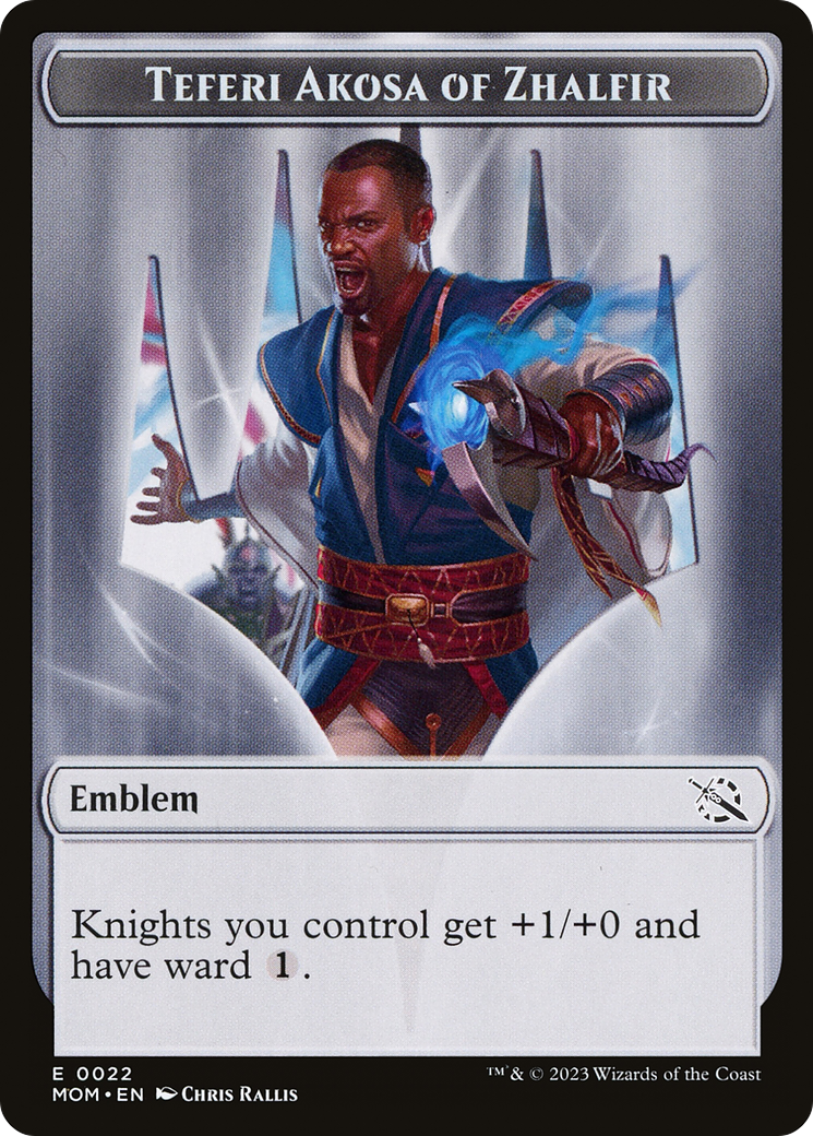 Treasure (20) // Teferi Akosa of Zhalfir Emblem Double-Sided Token [March of the Machine Tokens] | Good Games Morley