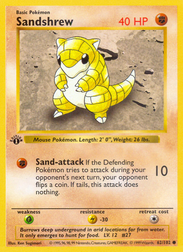 Sandshrew (62/102) (Shadowless) [Base Set 1st Edition] | Good Games Morley
