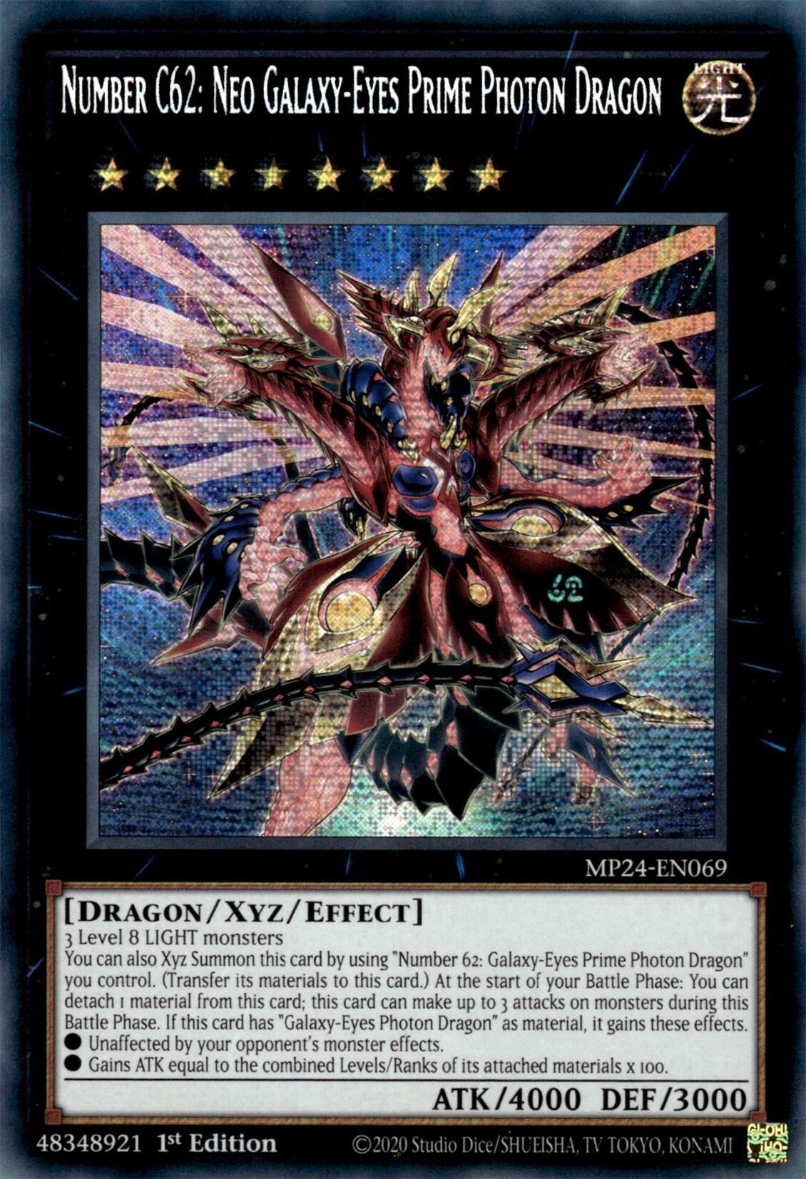 Number C62: Neo Galaxy-Eyes Prime Photon Dragon [MP24-EN069] Prismatic Secret Rare | Good Games Morley