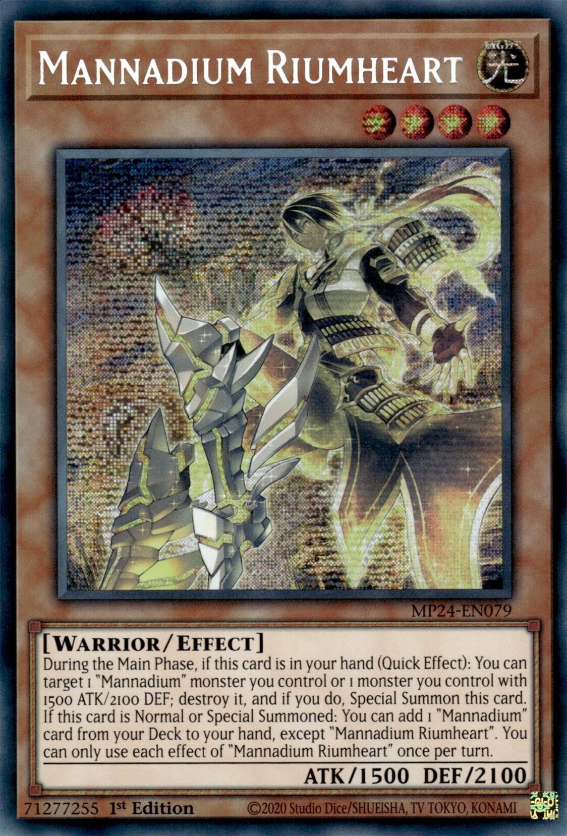 Mannadium Riumheart [MP24-EN079] Prismatic Secret Rare | Good Games Morley