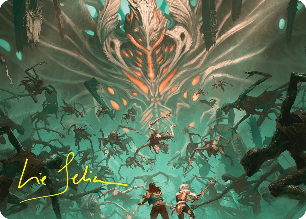 Valgavoth's Onslaught Art Card (Gold-Stamped Signature) [Duskmourn: House of Horror Art Series] | Good Games Morley
