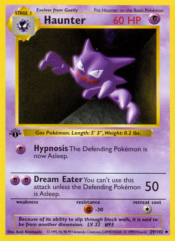 Haunter (29/102) (Shadowless) [Base Set 1st Edition] | Good Games Morley