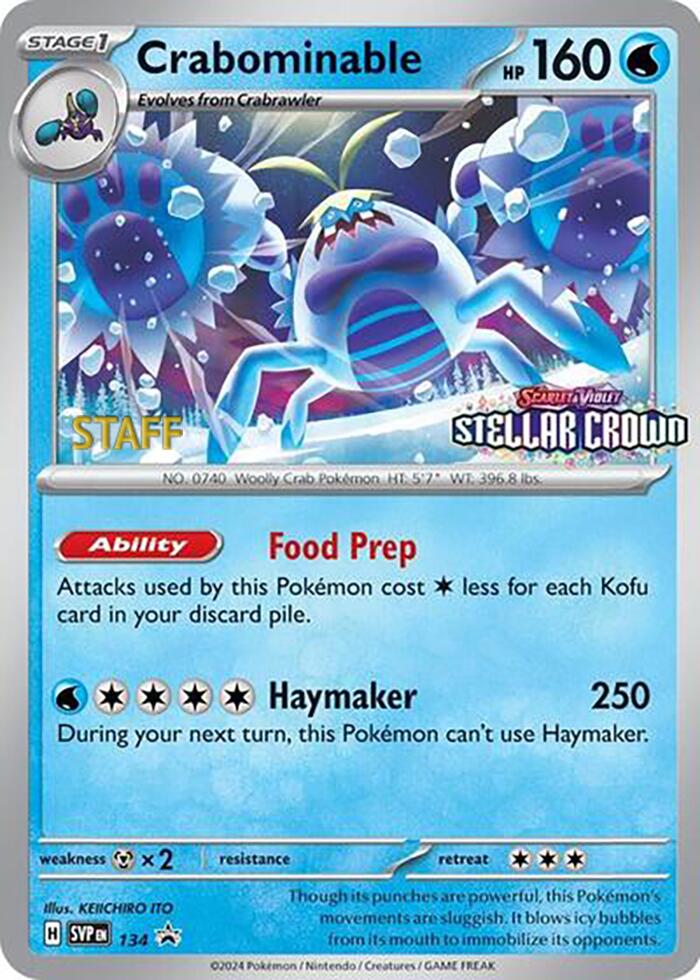 Crabominable (134/142) (Staff Promo) [Scarlet & Violet: Black Star Promos] | Good Games Morley