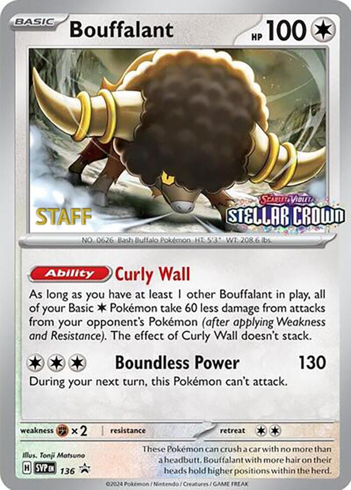 Bouffalant (136) (Staff Promo) [Scarlet & Violet: Black Star Promos] | Good Games Morley
