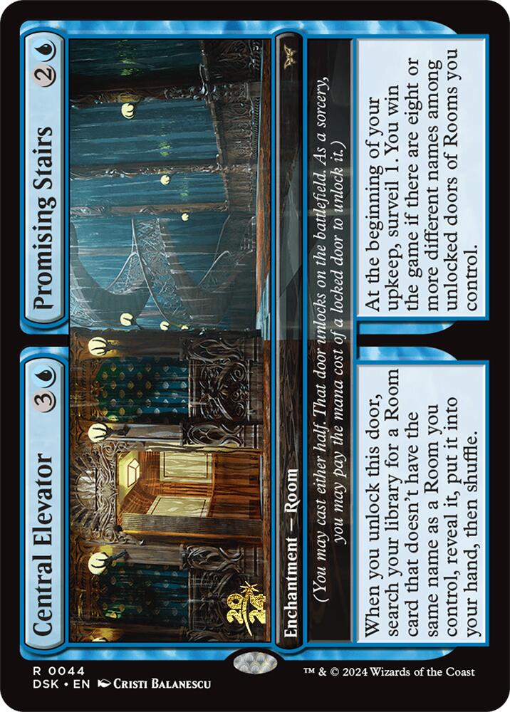 Central Elevator // Promising Stairs [Duskmourn: House of Horror Prerelease Promos] | Good Games Morley