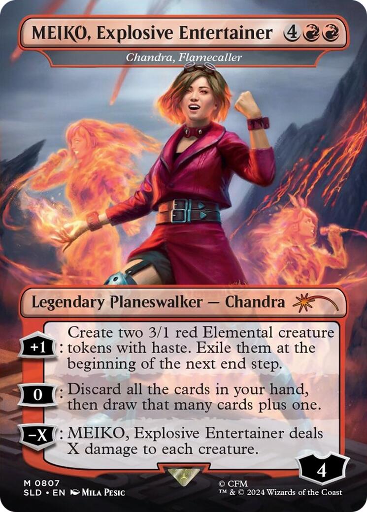 MEIKO, Explosive Entertainer - Chandra, Flamecaller (Rainbow Foil) [Secret Lair Drop Series] | Good Games Morley