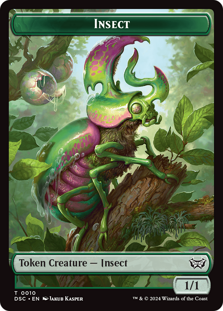 Wurm (0019) // Insect (0010) Double-Sided Token [Duskmourn: House of Horror Commander Tokens] | Good Games Morley