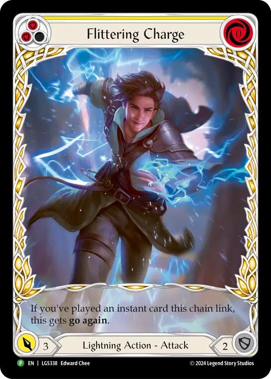 Flittering Charge (Yellow) (Extended Art) [LGS338] (Promo)  Rainbow Foil | Good Games Morley