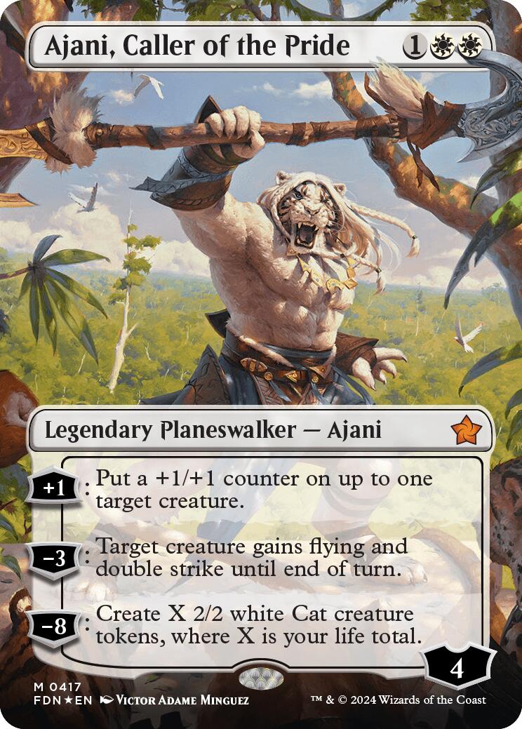 Ajani, Caller of the Pride (Borderless) (Mana Foil) [Foundations] | Good Games Morley