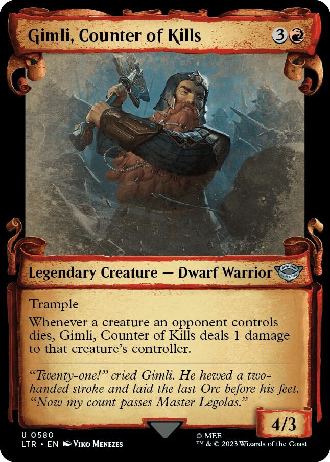 Gimli, Counter of Kills 580 (Universes Beyond: The Lord of the Rings: Tales of Middle-earth)  - Showcase Scroll Foil | Good Games Morley