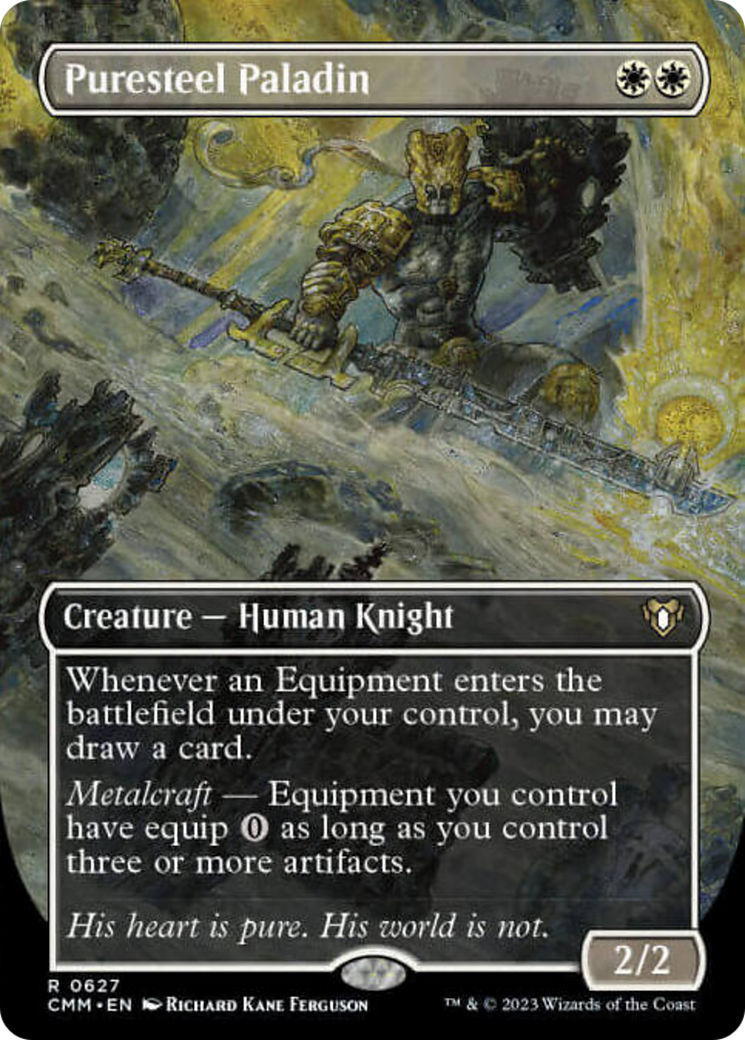 Puresteel Paladin (Borderless Alternate Art) [Commander Masters] | Good Games Morley