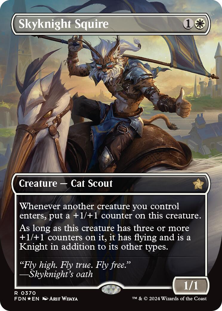 Skyknight Squire (Borderless) (Mana Foil) [Foundations] | Good Games Morley
