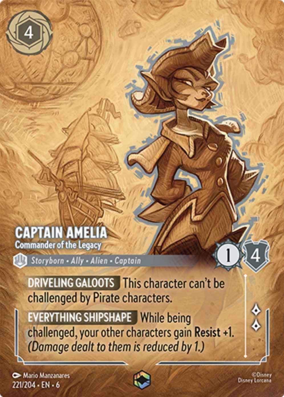 Captain Amelia - Commander of the Legacy (Enchanted) (221/204) [Azurite Sea] | Good Games Morley