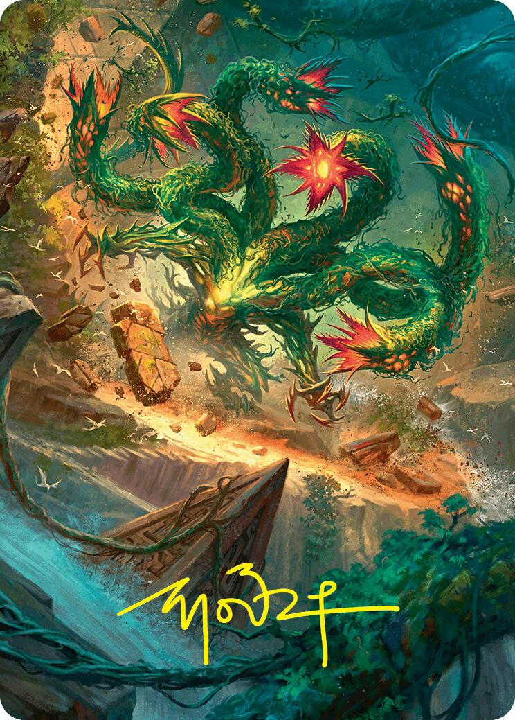 Mossborn Hydra Art Card (42/54) (Gold-Stamped Signature) [Foundations Art Series] | Good Games Morley