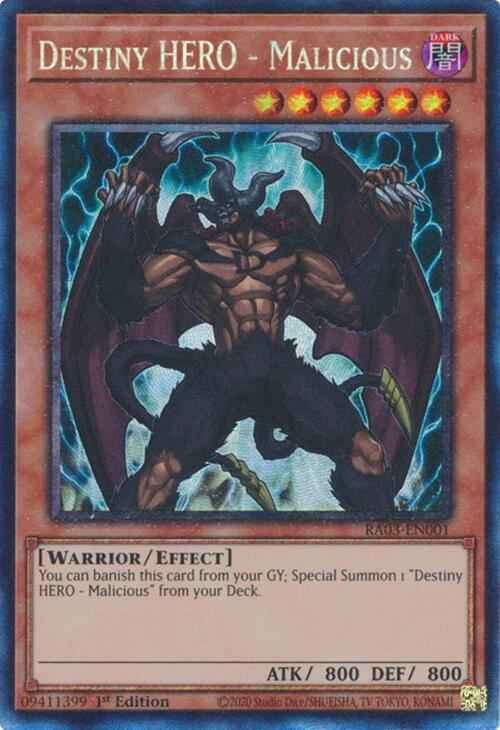 Destiny HERO - Malicious (CR) [RA03-EN001] Prismatic Collector's Rare | Good Games Morley