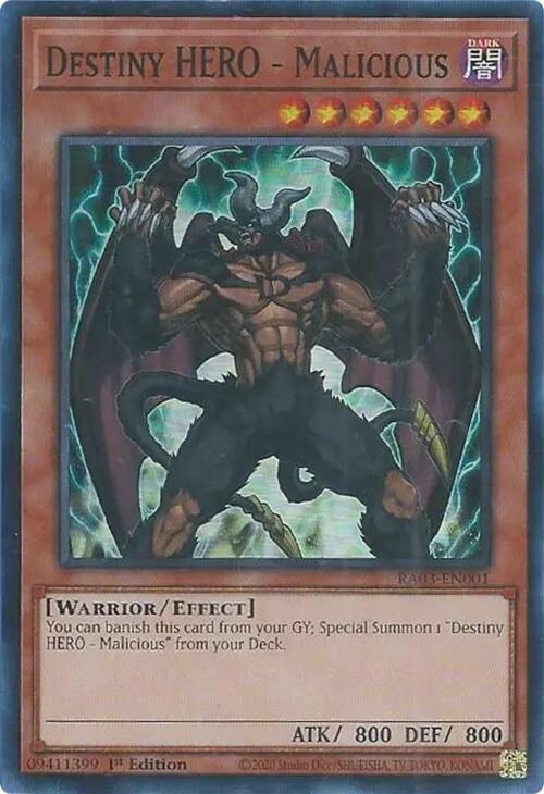 Destiny HERO - Malicious [RA03-EN001] Super Rare | Good Games Morley