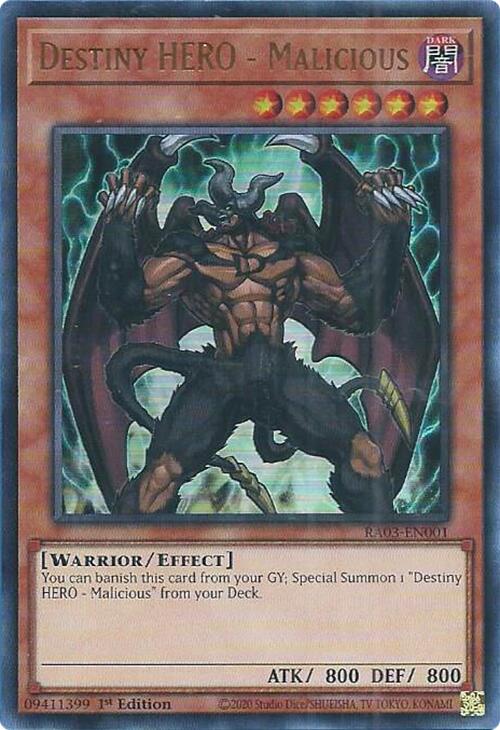 Destiny HERO - Malicious (UR) [RA03-EN001] Ultra Rare | Good Games Morley