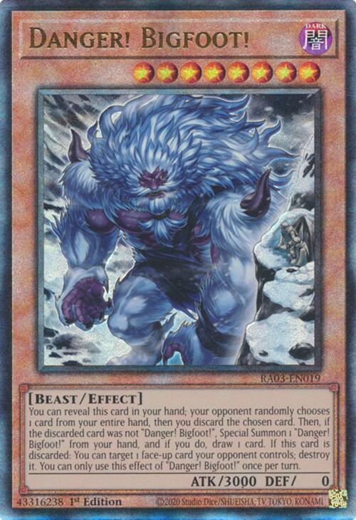 Danger! Bigfoot! (Alternate Art) (UTR) [RA03-EN019] Prismatic Ultimate Rare | Good Games Morley