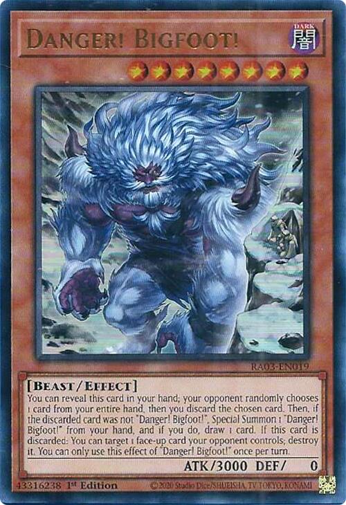 Danger! Bigfoot! (Alternate Art) (UR) [RA03-EN019] Ultra Rare | Good Games Morley