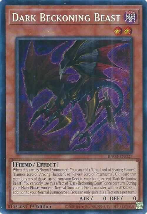 Dark Beckoning Beast (Secret Rare) [RA03-EN027] Secret Rare | Good Games Morley