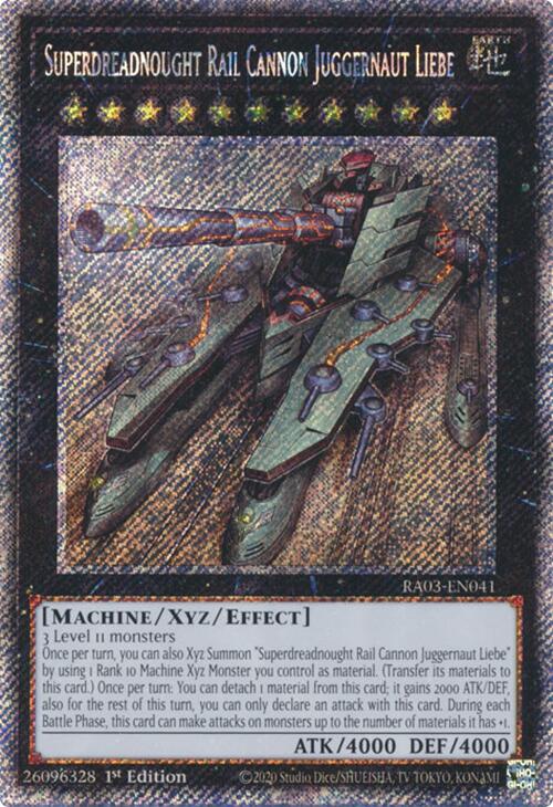 Superdreadnought Rail Cannon Juggernaut Liebe (Platinum Secret Rare) [RA03-EN041] Platinum Secret Rare | Good Games Morley
