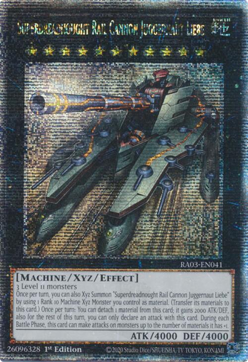 Superdreadnought Rail Cannon Juggernaut Liebe (Quarter Century Secret Rare) [RA03-EN041] Quarter Century Secret Rare | Good Games Morley