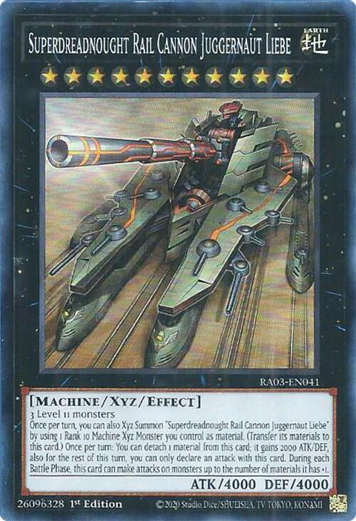 Superdreadnought Rail Cannon Juggernaut Liebe [RA03-EN041] Super Rare | Good Games Morley