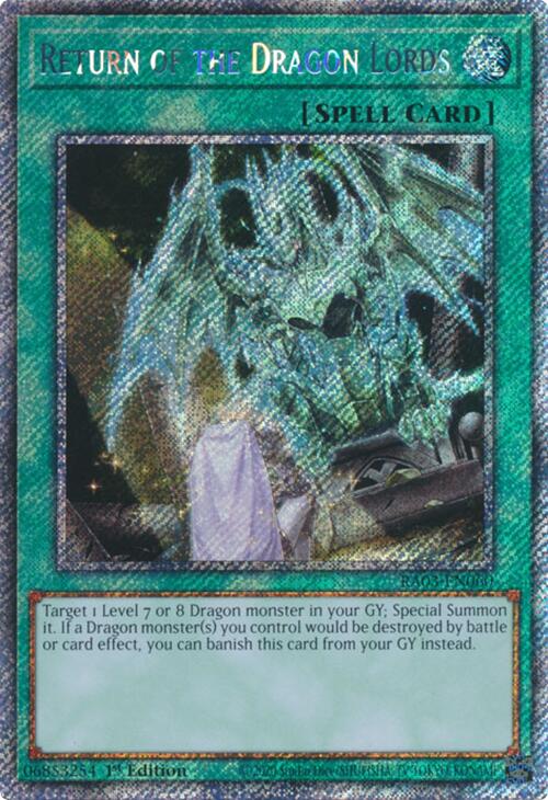 Return of the Dragon Lords (Platinum Secret Rare) [RA03-EN060] Platinum Secret Rare | Good Games Morley