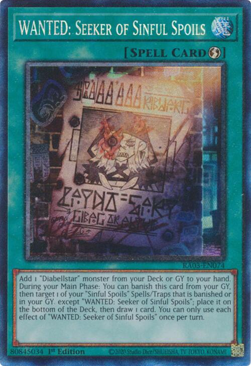 WANTED: Seeker of Sinful Spoils (CR) [RA03-EN074] Prismatic Collector's Rare | Good Games Morley