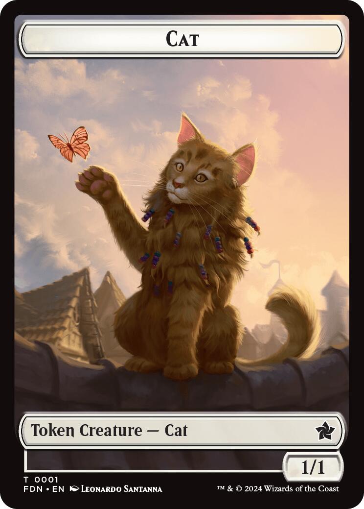 Spirit // Cat (0001) Doubled-Sided Token [Foundations Tokens] | Good Games Morley