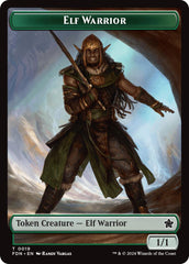 Elf Warrior // Raccoon Doubled-Sided Token [Foundations Tokens] | Good Games Morley