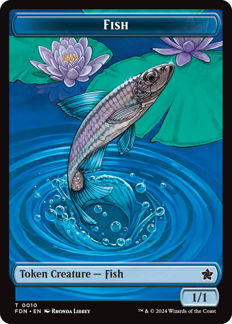 Faerie // Fish Doubled-Sided Token [Foundations Tokens] | Good Games Morley