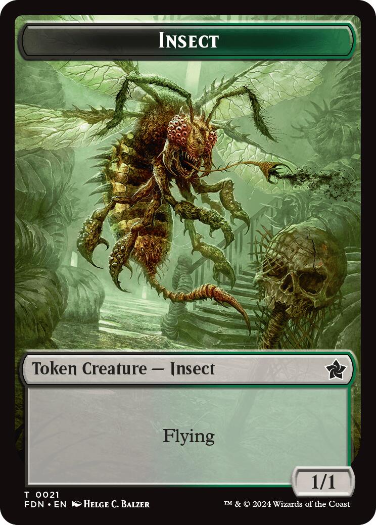 Zombie // Insect Doubled-Sided Token [Foundations Tokens] | Good Games Morley