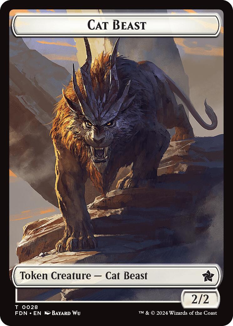 Cat Beast // Dragon (0017) Double-Sided Token [Foundations Tokens] | Good Games Morley