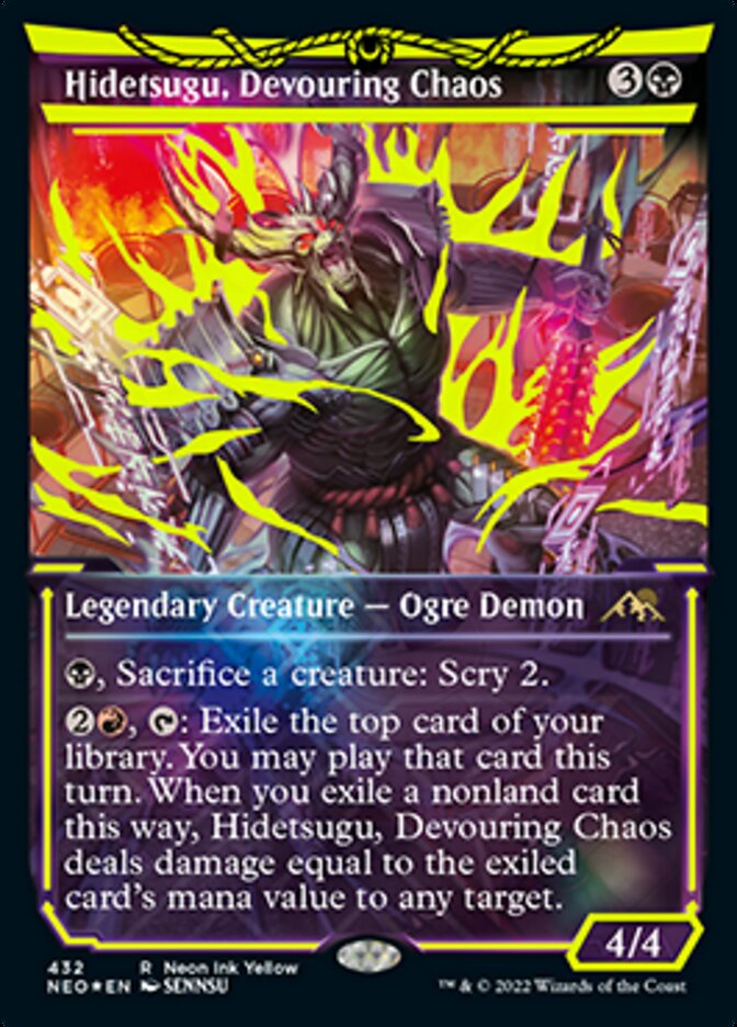 Hidetsugu, Devouring Chaos (Neon Ink Yellow) [Kamigawa: Neon Dynasty] | Good Games Morley