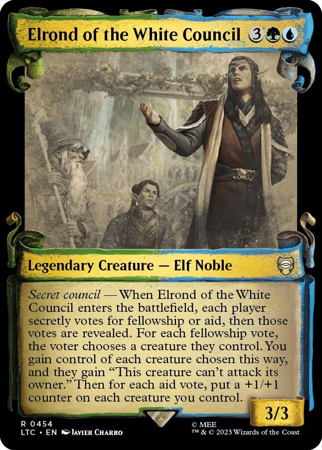 Elrond of the White Council Showcase Scrolls 454 (Commander: The Lord of the Rings: Tales of Middle-earth)  - Showcase Scroll Foil | Good Games Morley