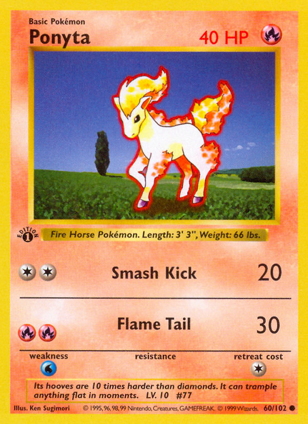 Ponyta (60/102) (Shadowless) [Base Set 1st Edition] | Good Games Morley