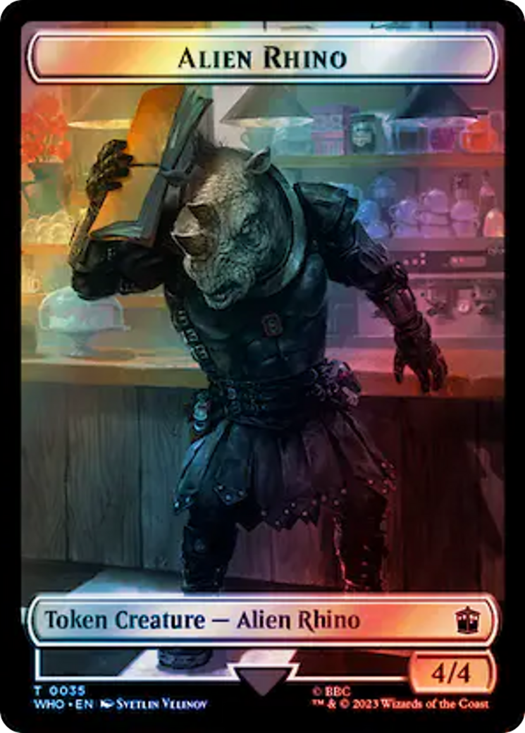 Alien Rhino // Beast Double-Sided Token (Surge Foil) [Doctor Who Tokens] | Good Games Morley