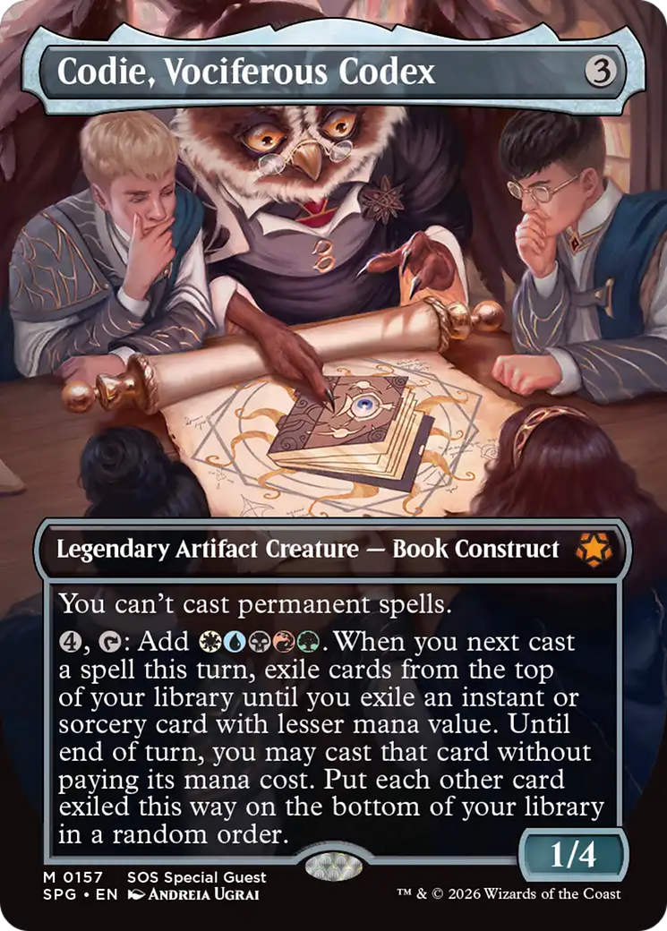 Codie, Vociferous Codex (Borderless) [Secrets of Strixhaven Special Guests] | Good Games Morley