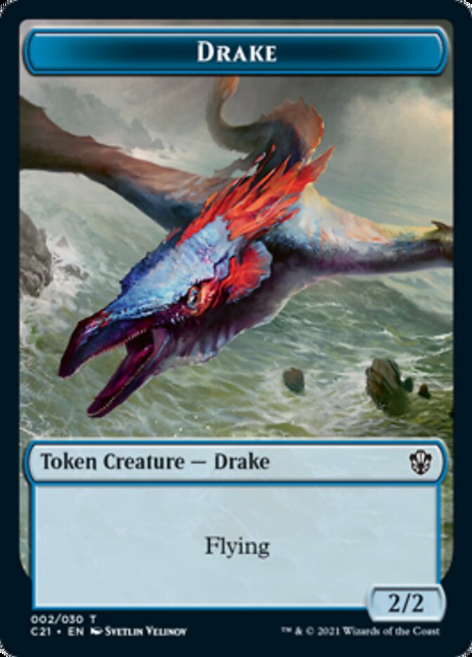 Drake // Elemental (002) Double-Sided Token [Commander 2021 Tokens] | Good Games Morley