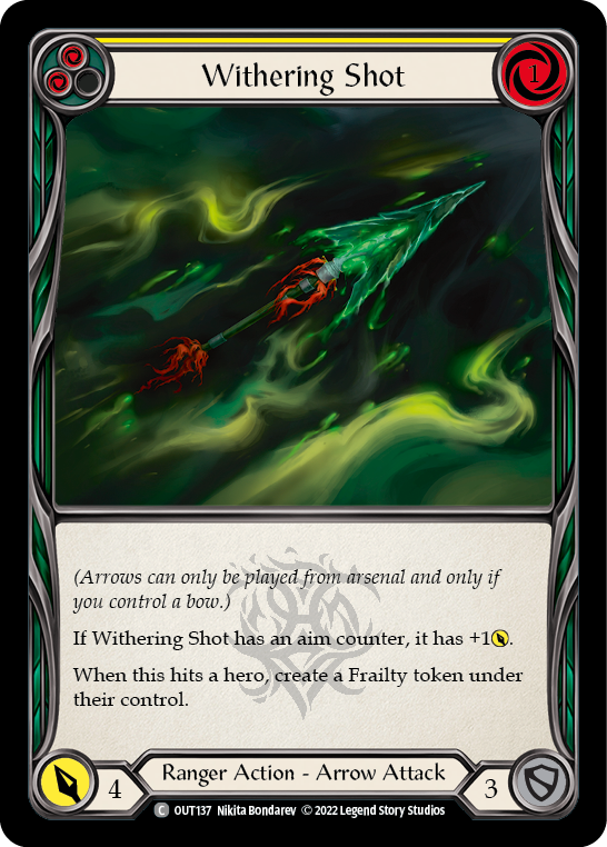 Withering Shot (Yellow) [OUT137] (Outsiders)  Rainbow Foil | Good Games Morley